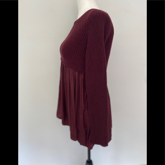 NWT Urban Outfitters Burgundy Sheer/knit Sweater - Picture 4 of 9